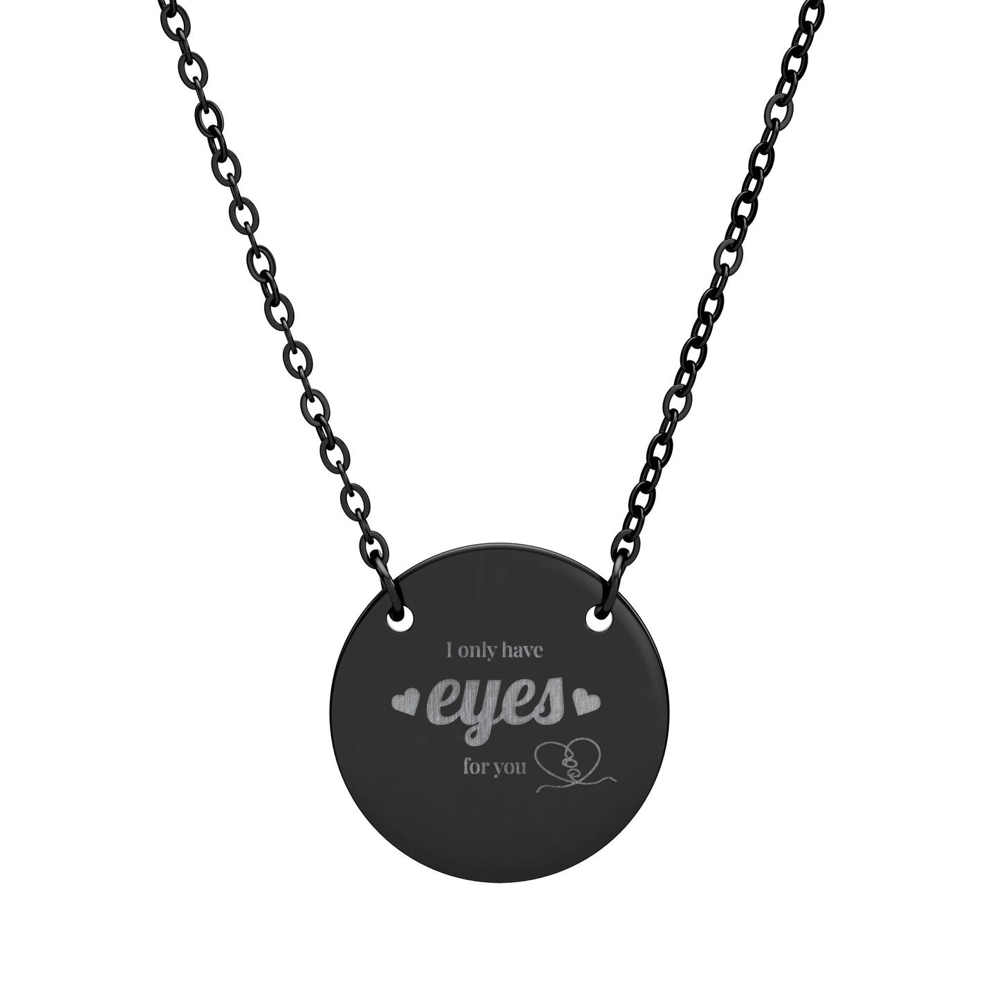 Engraved Circle Necklace — Personalized 'eyes' Disc Pendant