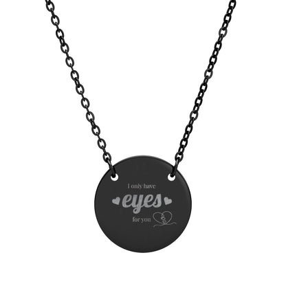 Engraved Circle Necklace — Personalized 'eyes' Disc Pendant